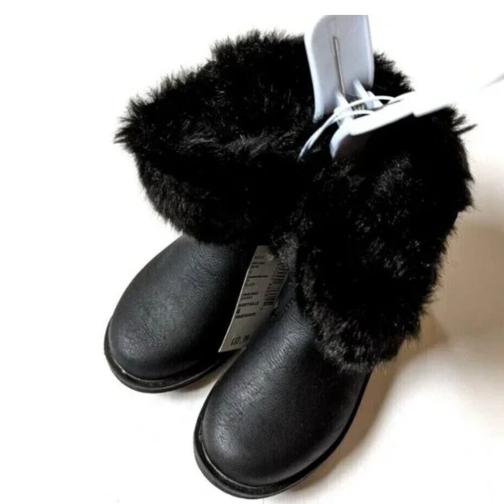 The Children's Place Girl's Boot Kids Black Glitter Chalet Boot Winter Boots - Picture 2 of 4